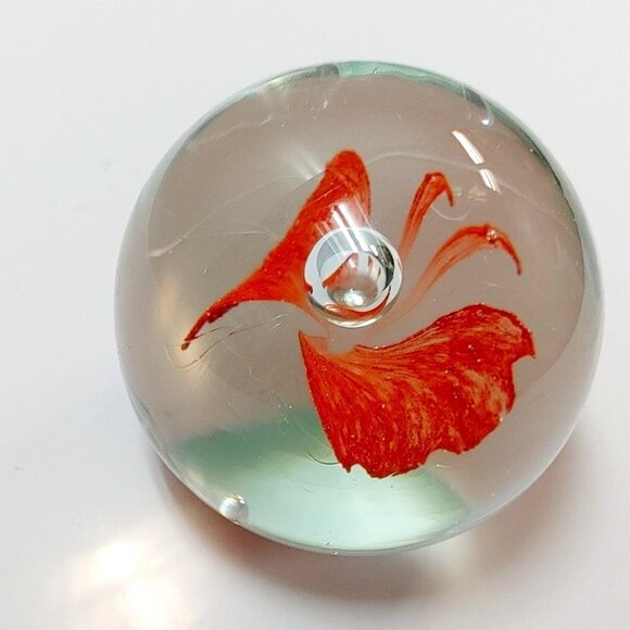 Vintage Red Butterfly Bubble Art Glass Handmade Paperweights - Read, Home Decor - Picture 1 of 9
